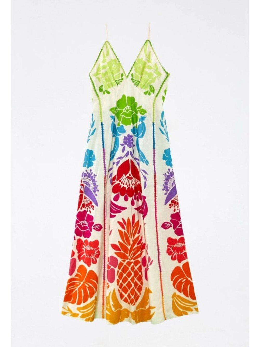 Farm Rio Tropical Graphic Maxi Dress Linen Viscose Size S New With Tags - Picture 7 of 16